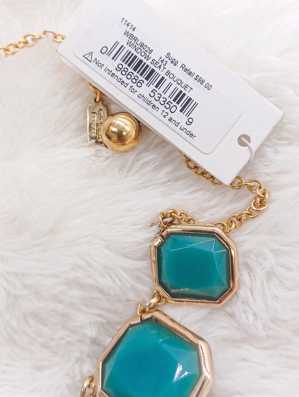 New Kate Spade New York Little Luxuries Medallion Drop Aqua Necklace ~Turquoise - Picture 6 of 7